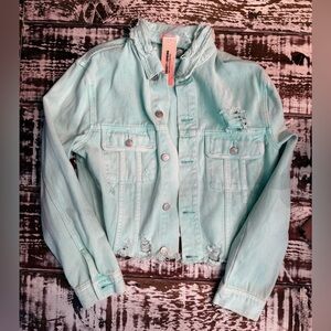 Sunset + Spring Light Wash Distressed Cropped Denim Jacket Women’s M